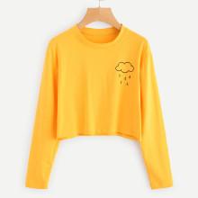 Shein Rainy Print Crop T-shirt