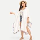 Shein Plus Tassel Detail Batwing Sleeve Coat