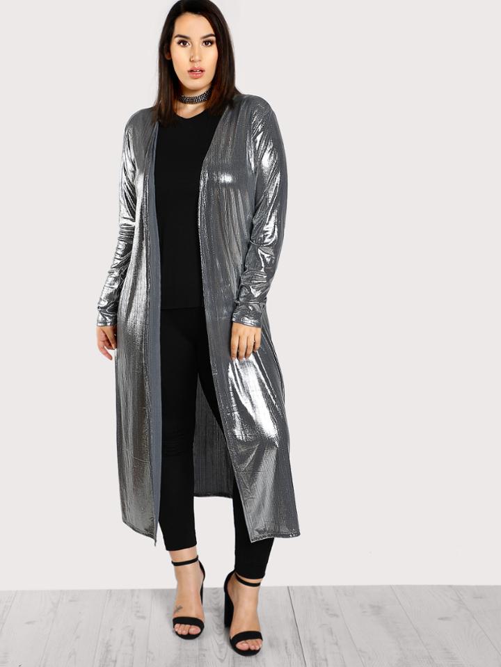 Shein Sheen Metallic Duster Coat