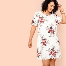 Shein Plus Scallop Edge Flower Dress