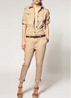Rosewe Chic Long Sleeve Ankle Length Khaki Jumpsuit For Woman