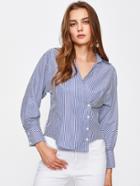 Shein Surplice Striped Single Breasted Shirt