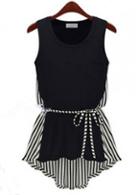 Rosewe Black And Stripes Splicing Sleeve Summer T Shirt