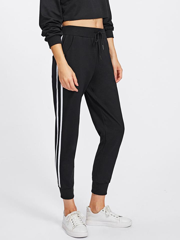 Shein Stripe Tape Side Sweatpants