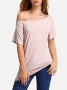 Shein Strappy Boat Neck Loose Fit T-shirt - Pink