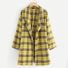 Shein Plus Notched Neck Plaid Coat