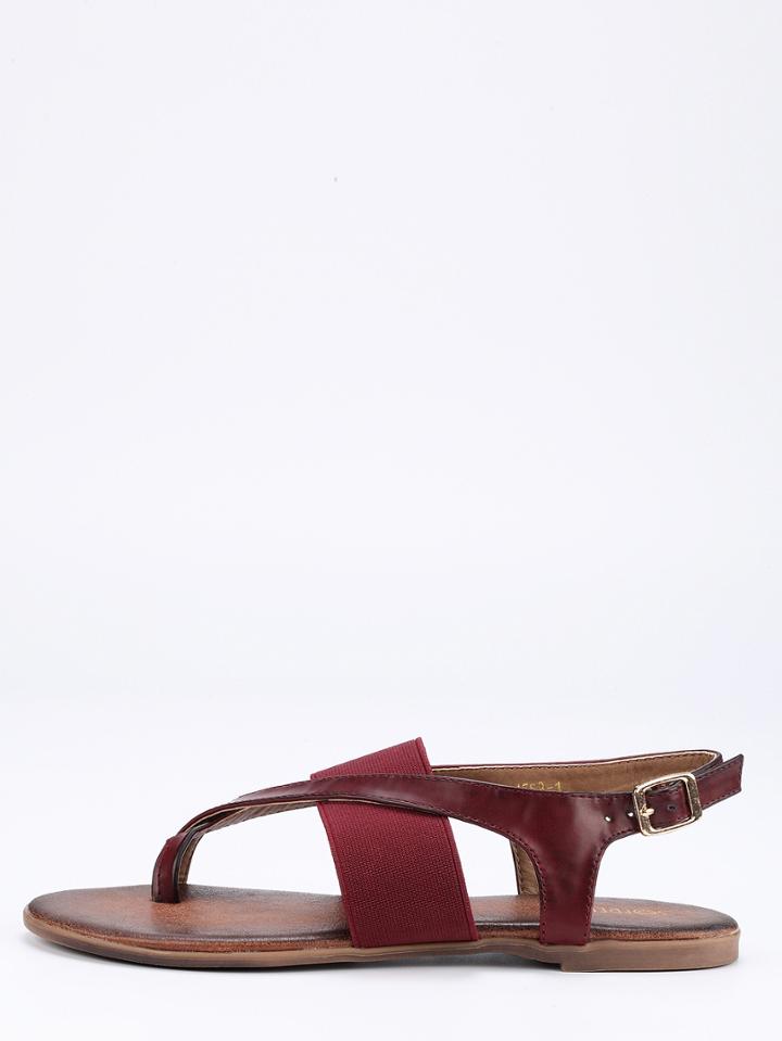 Shein Maroon Flip Cross Flat Sandals