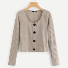 Shein Button Up Front Solid Tee