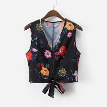 Shein Flower Print Knotted Top