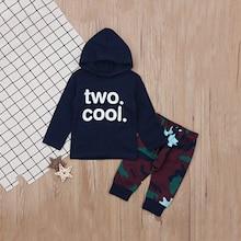 Shein Toddler Boys Letter Print Hoodie With Camo Pants