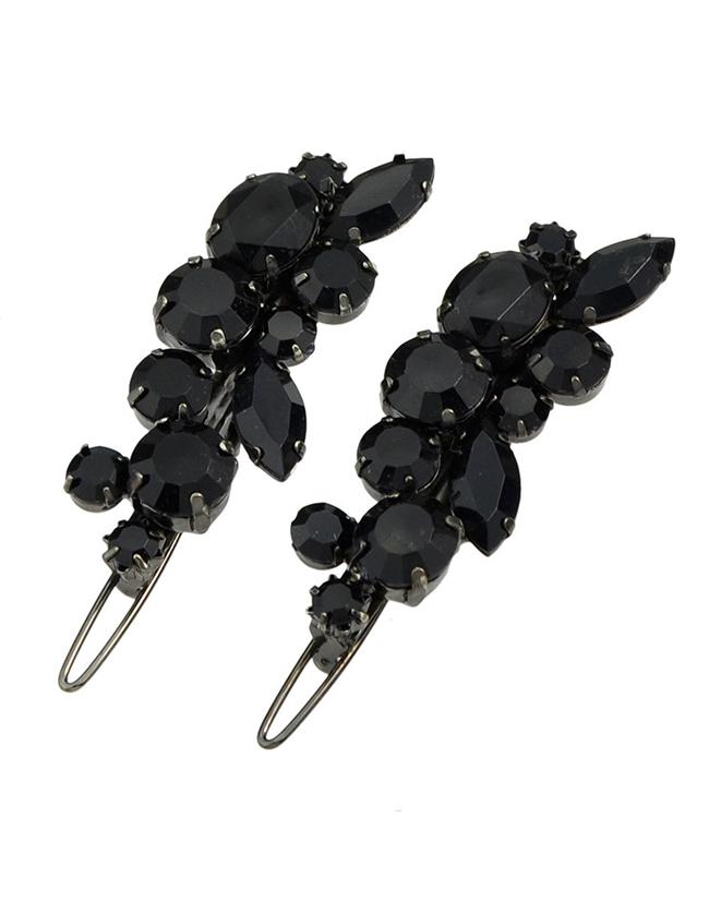 Shein (2pcs/set)black Rhinestone Hair Clips