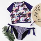 Shein Plus Jungle Print Striped Two Piece Swimwear