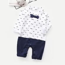Shein Toddler Boys Bow Front Beard Print Jumpsuit