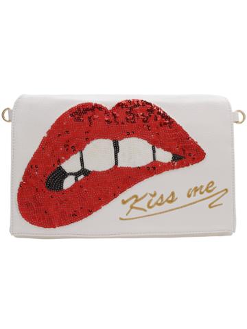 Shein White Sequins Lip Pattern Bag