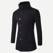 Shein Men Single Breasted Slit Hem Coat