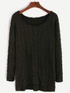 Shein Drop Shoulder Cable Knit Dip Hem Sweater
