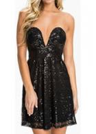 Rosewe High Waist Tube Black Dress With Sequin