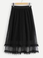 Shein Contrast Lace Trim Layered Mesh Skirt