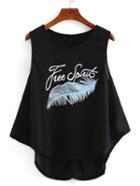 Shein Feather Print High-low Swing Tank Top