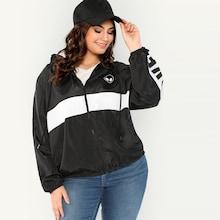 Shein Plus Cut And Sew Letter Print Jacket