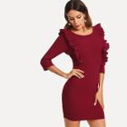 Shein Ruffle Trim Zip Side Dress