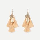 Shein Hollow Round & Shell Tassel Drop Earrings