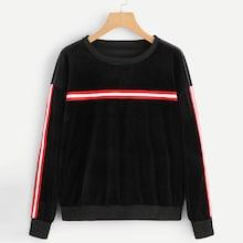 Shein Tape Panel Velvet Sweatshirt