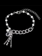 Shein Silver Color Adjustable Beads Chain Bracelet