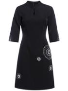 Shein Black Collar Hollow Beading Shift Dress