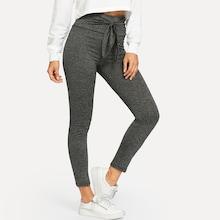 Shein Knot Waist Solid Skinny Leggings
