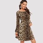Shein Drawstring Waist Leopard Print Dress
