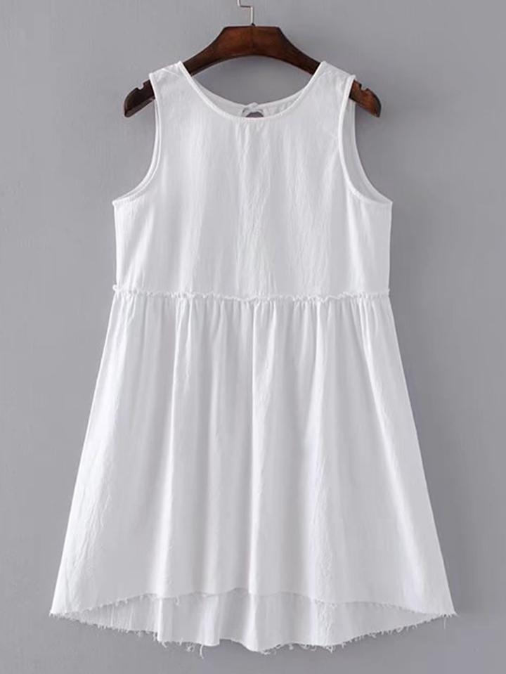 Shein Frill Trim Frayed Hem Open Back Tank Dress