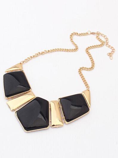 Shein Black Geometric Gemstone Necklace