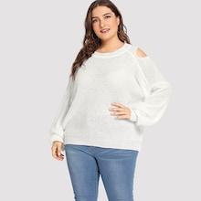 Shein Plus Cut Out Shoulder Paper Thin Jumper
