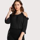 Shein Plus Frilled Cold Shoulder Top