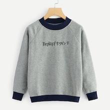 Shein Letter Embroidered Raglan Sleeve Sweatshirt