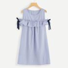 Shein Ruffle Embellished Pinstripe Knot Dress