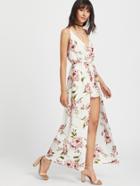 Shein Plunging V-neckline Open Back High Low Dress