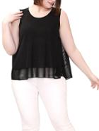 Shein Plus Size Gliter Tired Mesh Swing Tank Top