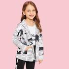 Shein Girls Graphic Print Button Up Hooded Jacket