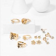 Shein Stud Earrings 4pairs & Ring Set 5pcs