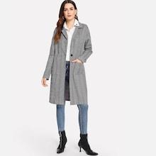 Shein Pocket Decoration Plaid Coat
