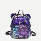 Shein Pocket Front Sequins Backpack With Ear