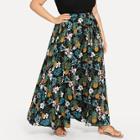 Shein Plus Waist Belted Pineapple Tropical Print Skirt