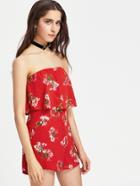 Shein Double Layer Floral Bandeau Playsuit