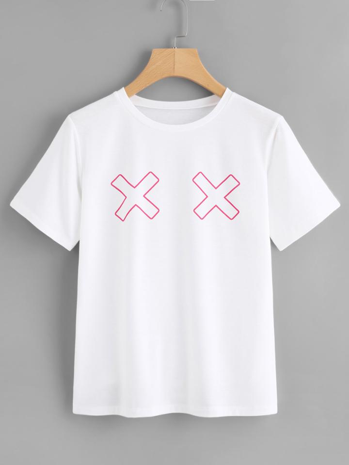 Shein Dual X Print Tee