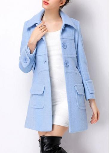 Rosewe Trendy Button Closure Turndown Collar Long Sleeve Coat