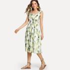 Shein Pineapple Print Frill Trim Shirred Dress