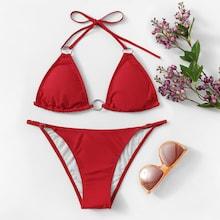 Shein Self Tie Ring Detail Bikini Set
