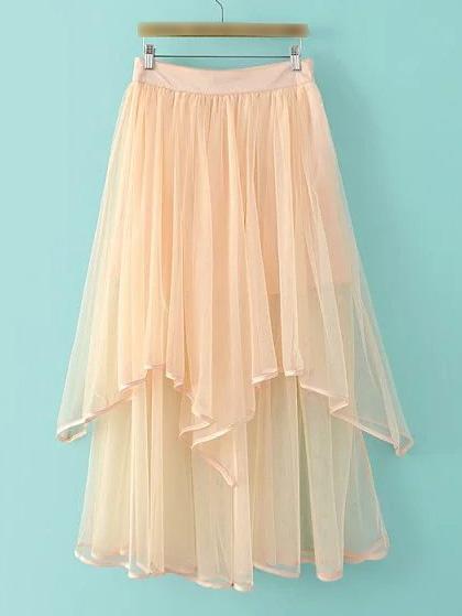 Shein Apricot Asymmetric Zipper Knee Skirt